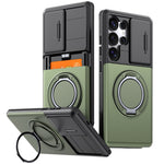 For Samsung Galaxy S24 Ultra Case Slide Camera Cover Kickstand TPU + PC Phone Protective Shell with Card Holder