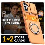 For Samsung Galaxy S26+ Case Slide Camera Cover Kickstand TPU + PC Phone Protective Shell with Card Holder