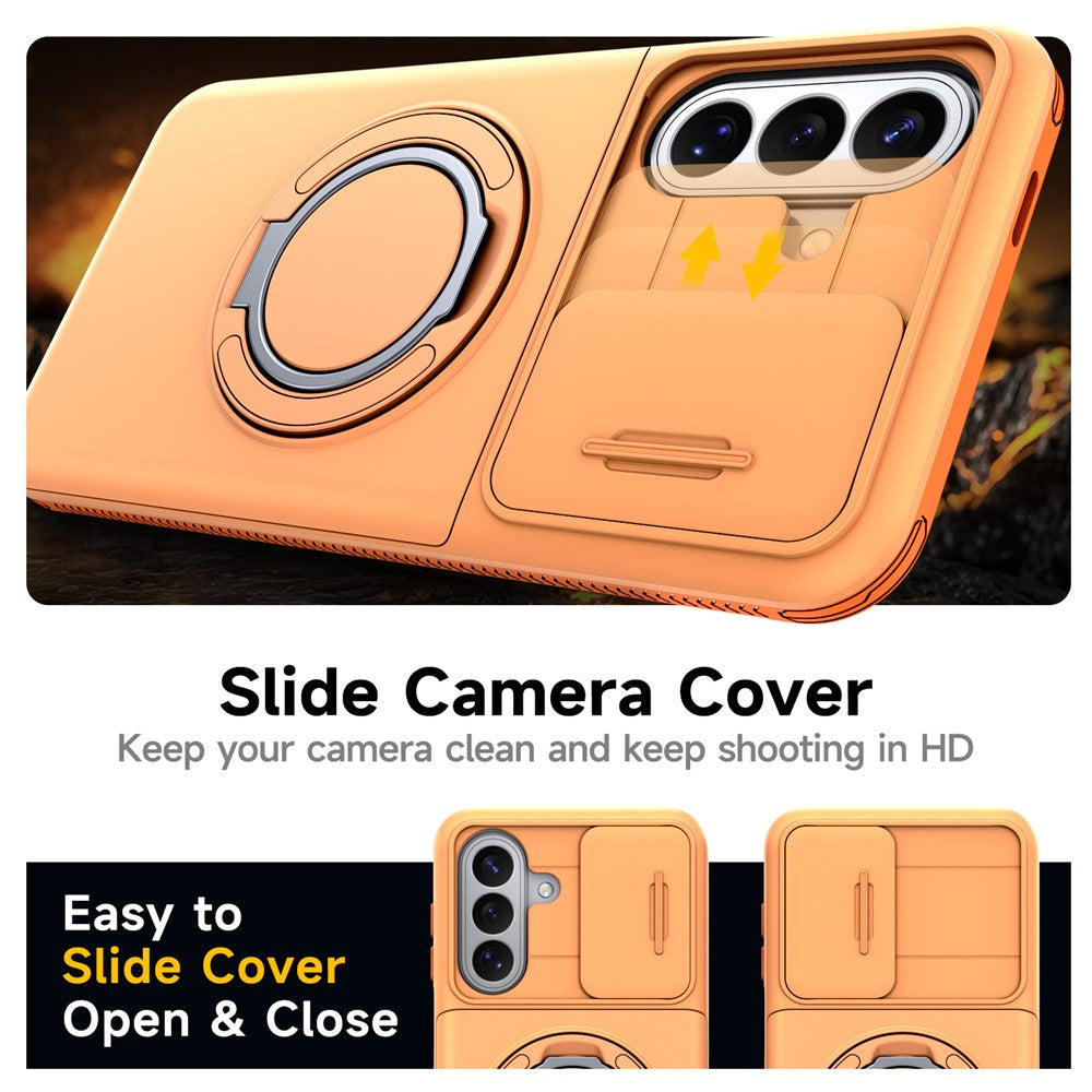 For Samsung Galaxy S26+ Case Slide Camera Cover Kickstand TPU + PC Phone Protective Shell with Card Holder