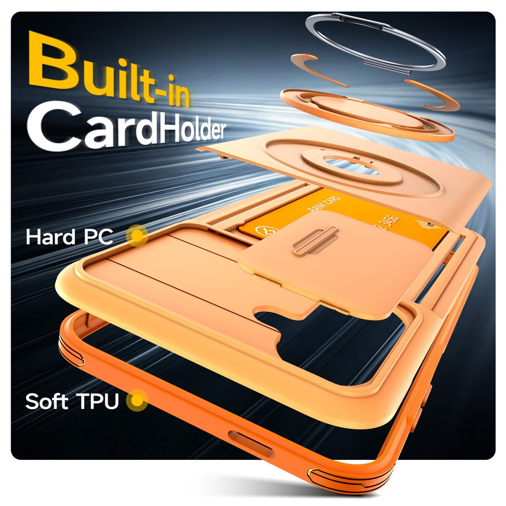 For Samsung Galaxy S26+ Case Slide Camera Cover Kickstand TPU + PC Phone Protective Shell with Card Holder