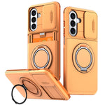 For Samsung Galaxy A35 5G Case Slide Camera Cover Kickstand TPU + PC Phone Protective Shell with Card Holder
