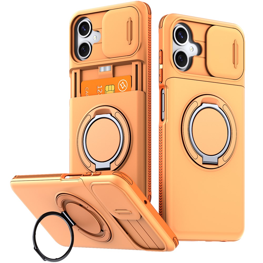 For Samsung Galaxy A06 4G / A06 5G Case Slide Camera Cover Kickstand TPU + PC Phone Protective Shell with Card Holder
