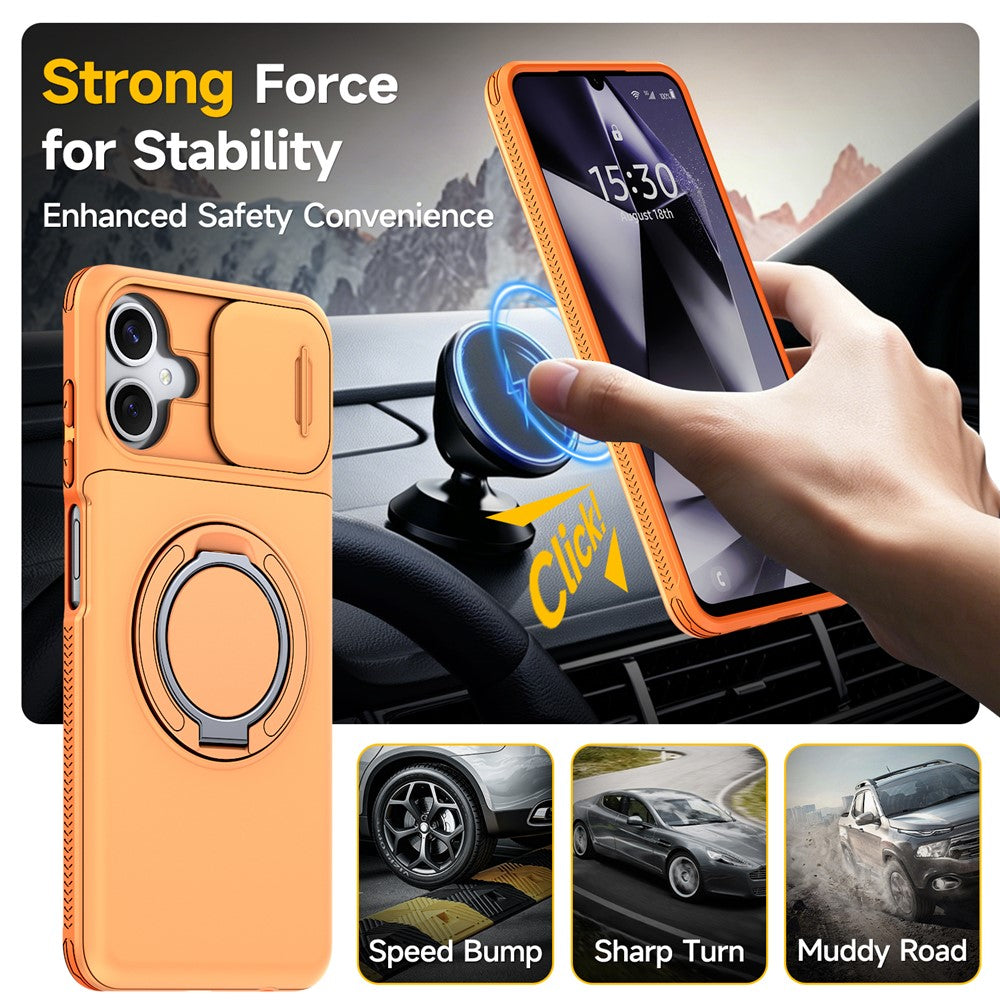 For Samsung Galaxy A06 4G / A06 5G Case Slide Camera Cover Kickstand TPU + PC Phone Protective Shell with Card Holder