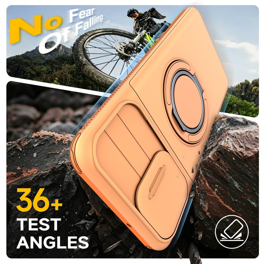 For Samsung Galaxy A06 4G / A06 5G Case Slide Camera Cover Kickstand TPU + PC Phone Protective Shell with Card Holder