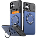 For Samsung Galaxy A06 4G / A06 5G Case Slide Camera Cover Kickstand TPU + PC Phone Protective Shell with Card Holder