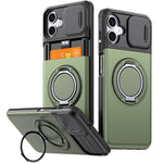 For Samsung Galaxy A06 4G / A06 5G Case Slide Camera Cover Kickstand TPU + PC Phone Protective Shell with Card Holder
