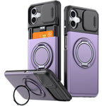 For Samsung Galaxy A06 4G / A06 5G Case Slide Camera Cover Kickstand TPU + PC Phone Protective Shell with Card Holder