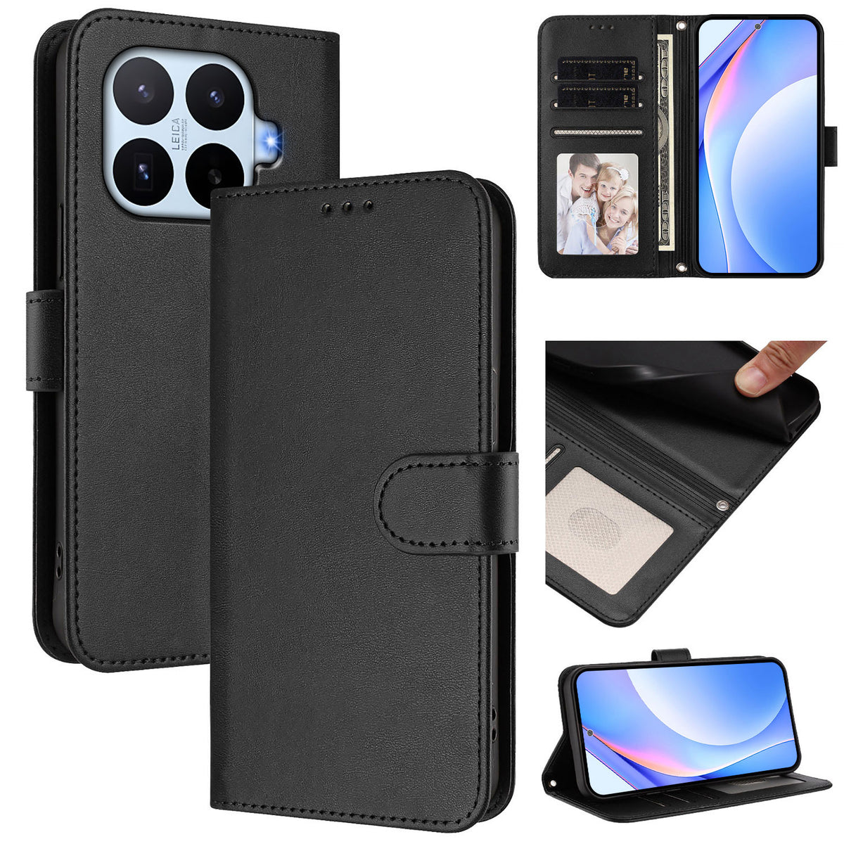 For Xiaomi 17T Pro Wallet Case RFID Blocking Calf Texture Leather Stand Phone Cover with Strap