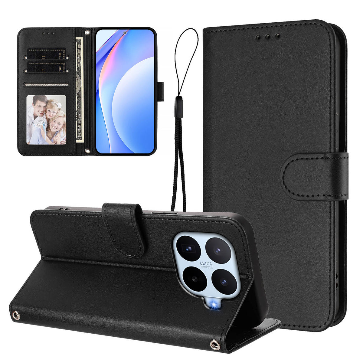For Xiaomi 17T Pro Wallet Case RFID Blocking Calf Texture Leather Stand Phone Cover with Strap