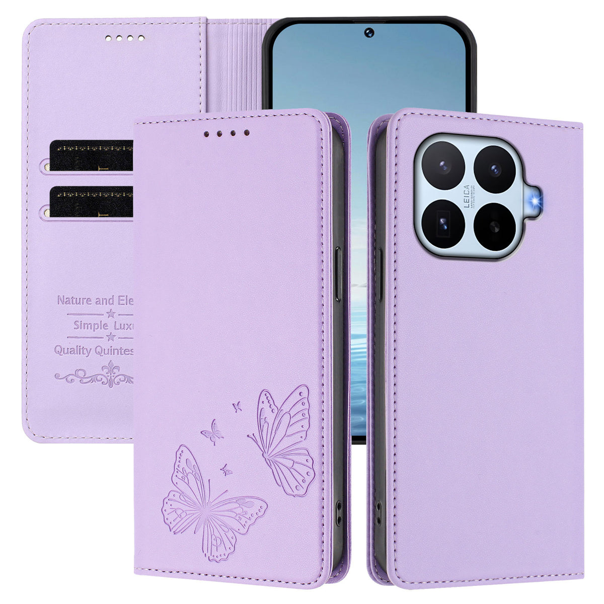 For Xiaomi 17T Wallet Case RFID Blocking Butterfly Imprinted Magnetic Flip Leather Cover