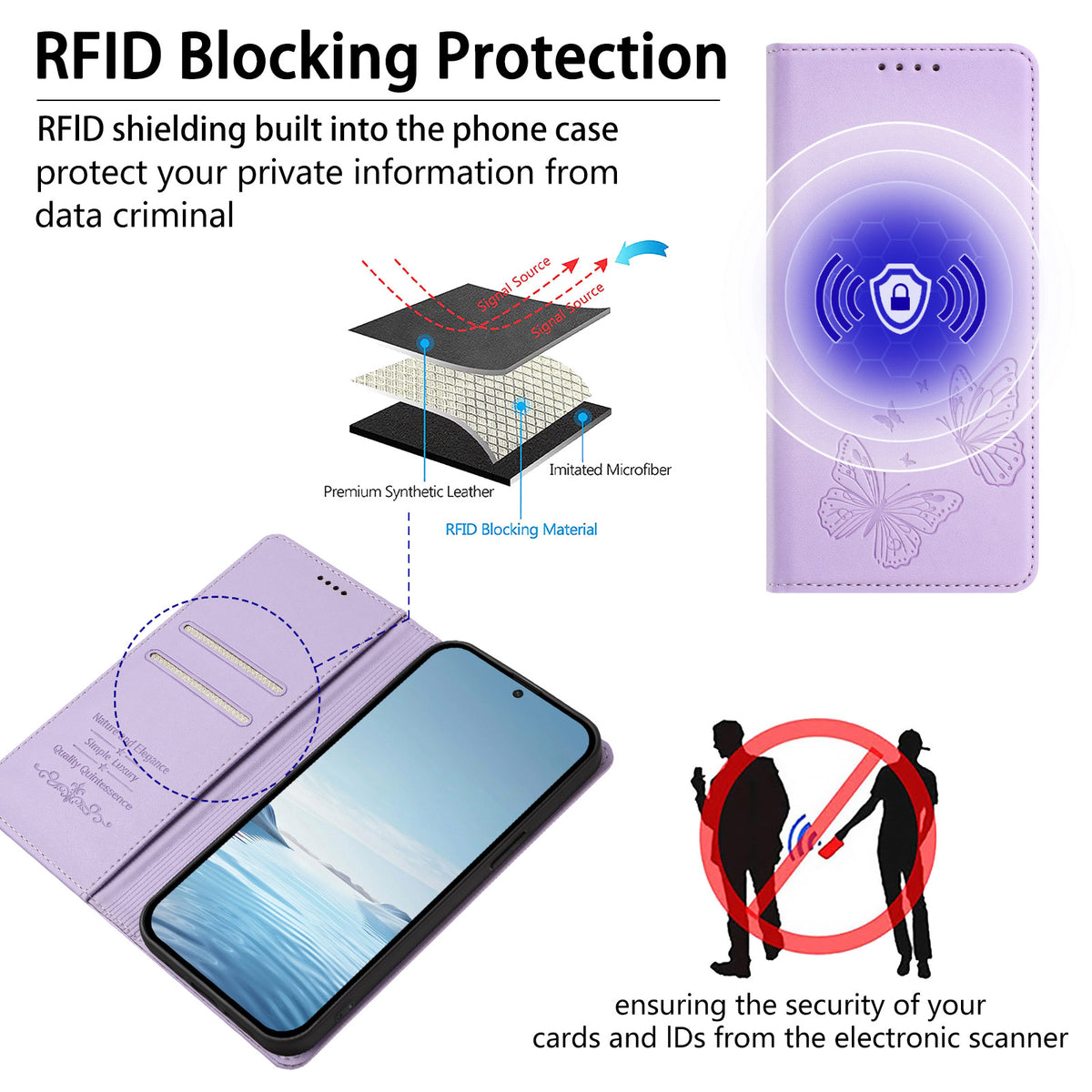 For Xiaomi 17T Wallet Case RFID Blocking Butterfly Imprinted Magnetic Flip Leather Cover