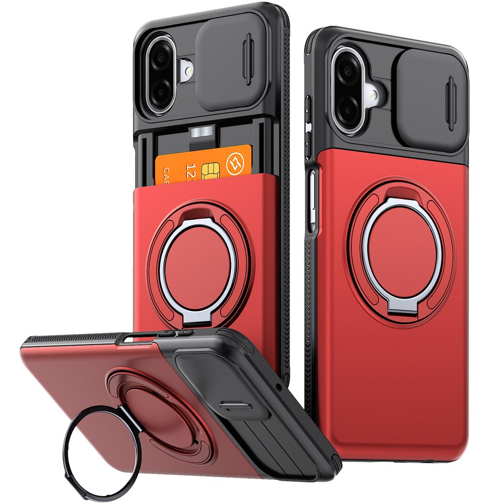 Til Samsung Galaxy A08 5G / A07 5G / A07 4G cover Skydekameralinse Cover Stander TPU + PC Beskyttende Telefonskal med Kortholder