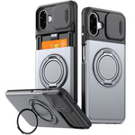 Til Samsung Galaxy A08 5G / A07 5G / A07 4G cover Skydekameralinse Cover Stander TPU + PC Beskyttende Telefonskal med Kortholder