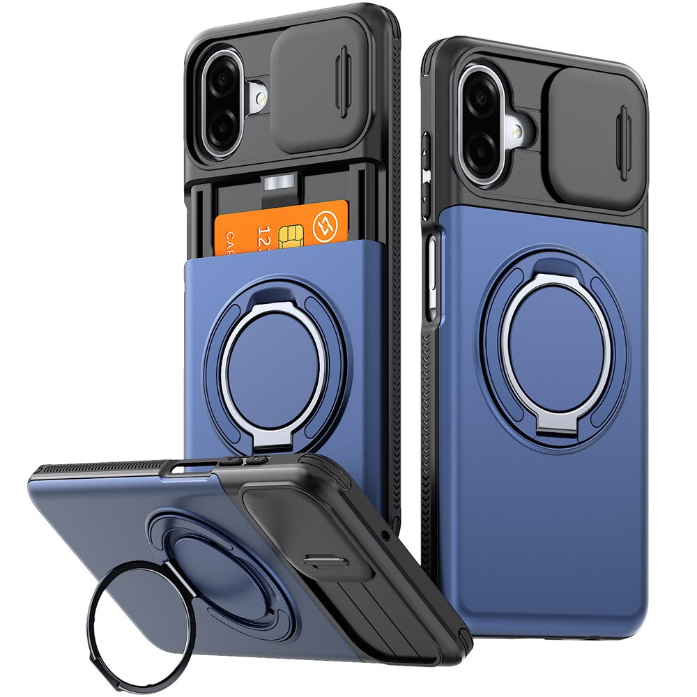 Til Samsung Galaxy A08 5G / A07 5G / A07 4G cover Skydekameralinse Cover Stander TPU + PC Beskyttende Telefonskal med Kortholder