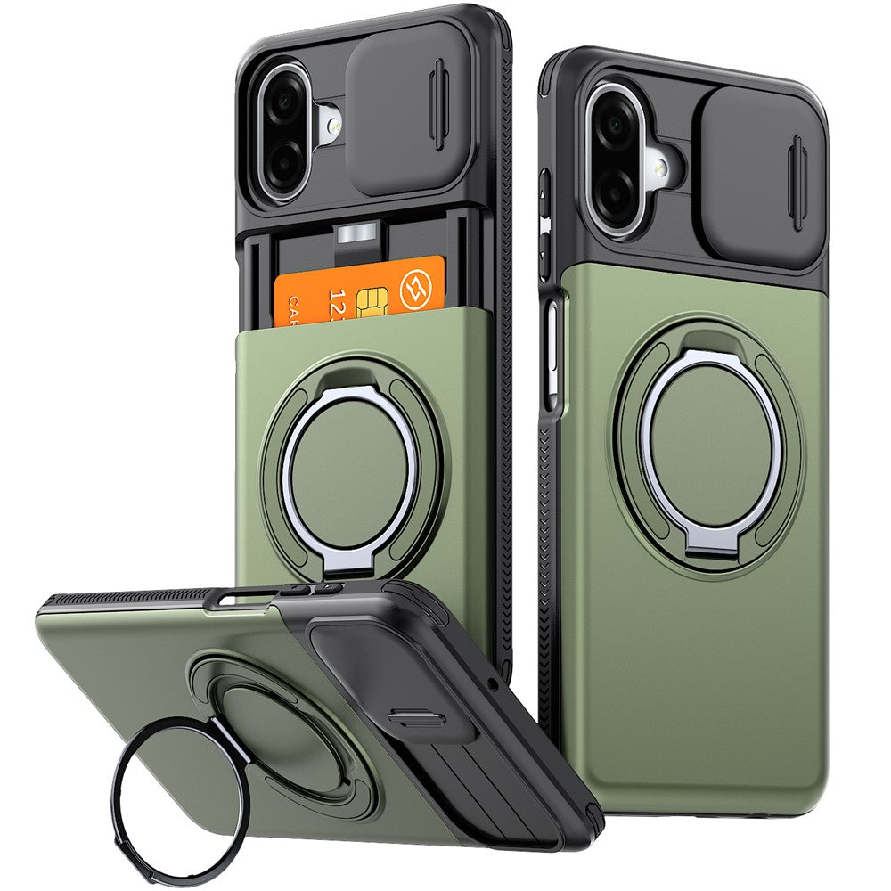 Til Samsung Galaxy A08 5G / A07 5G / A07 4G cover Skydekameralinse Cover Stander TPU + PC Beskyttende Telefonskal med Kortholder