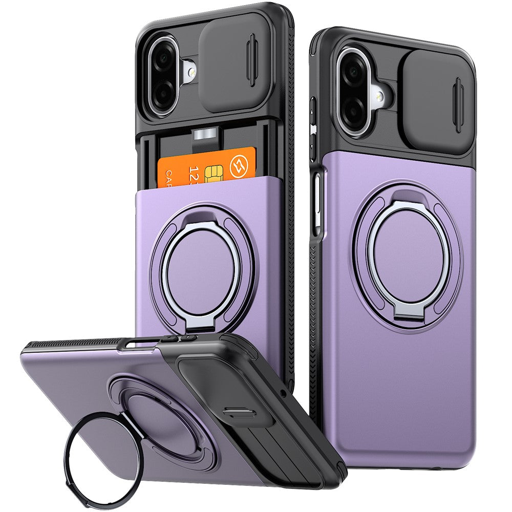 Til Samsung Galaxy A08 5G / A07 5G / A07 4G cover Skydekameralinse Cover Stander TPU + PC Beskyttende Telefonskal med Kortholder