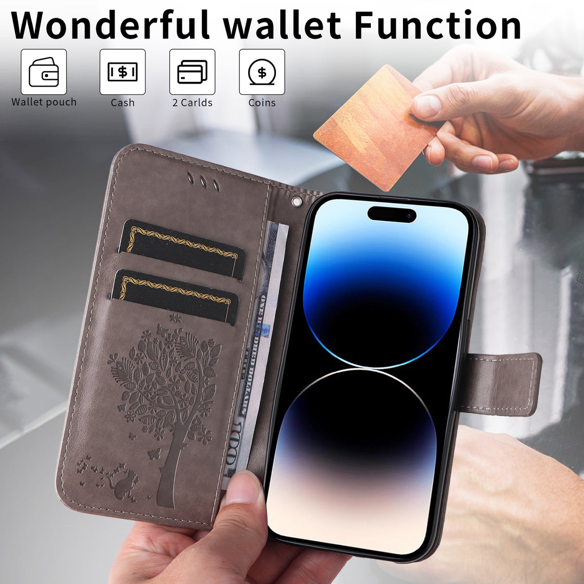 For Xiaomi 17T Pro Phone Case with Stand Cat Tree Pattern Leather Wallet Mobile Cover