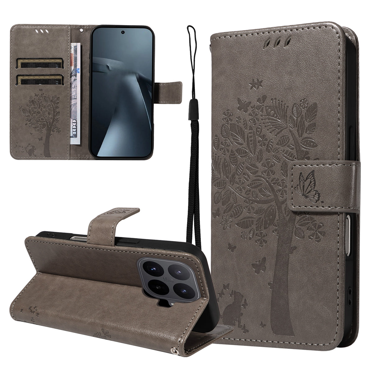 For Xiaomi 17T Pro Phone Case with Stand Cat Tree Pattern Leather Wallet Mobile Cover