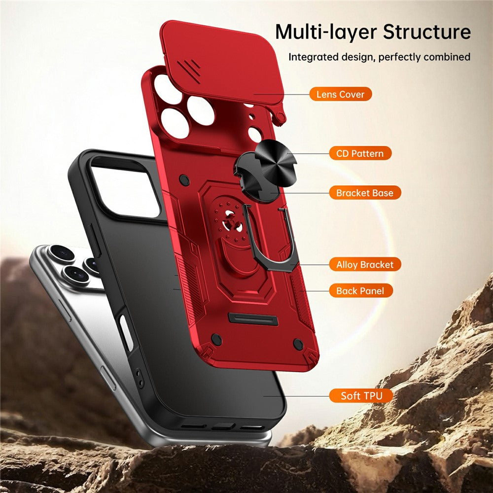 Til iPhone 17 Pro Magnetisk Cover Skydelågsbeskyttelse PC + TPU Telefoncover med Hærdet Glasfilm