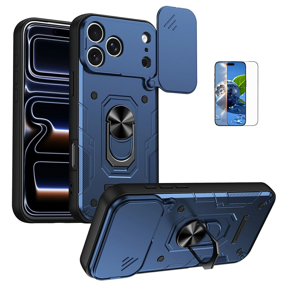Til iPhone 17 Pro Magnetisk Cover Skydelågsbeskyttelse PC + TPU Telefoncover med Hærdet Glasfilm
