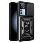 For Xiaomi 12T Pro 5G Phone Case Hands-free Ring Holder Kickstand PC + TPU Protective Back Cover with Slide Camera Protector