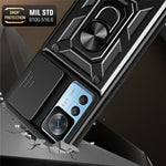 For Xiaomi 12T Pro 5G Phone Case Hands-free Ring Holder Kickstand PC + TPU Protective Back Cover with Slide Camera Protector
