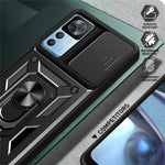 For Xiaomi 12T Pro 5G Phone Case Hands-free Ring Holder Kickstand PC + TPU Protective Back Cover with Slide Camera Protector