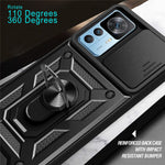 For Xiaomi 12T Pro 5G Phone Case Hands-free Ring Holder Kickstand PC + TPU Protective Back Cover with Slide Camera Protector