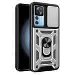 For Xiaomi 12T Pro 5G Phone Case Hands-free Ring Holder Kickstand PC + TPU Protective Back Cover with Slide Camera Protector