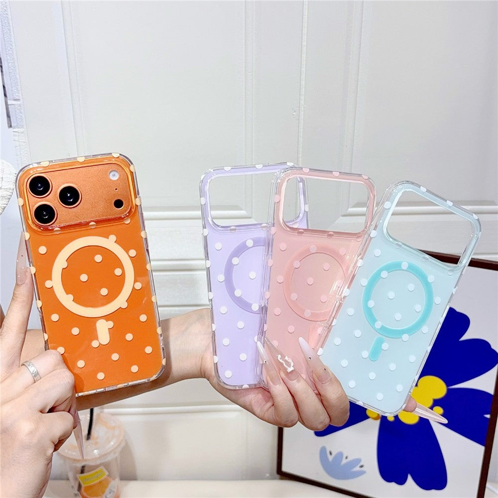 For iPhone 17 Pro Case Polka Dot Pattern TPU + PC Phone Cover Compatible with MagSafe