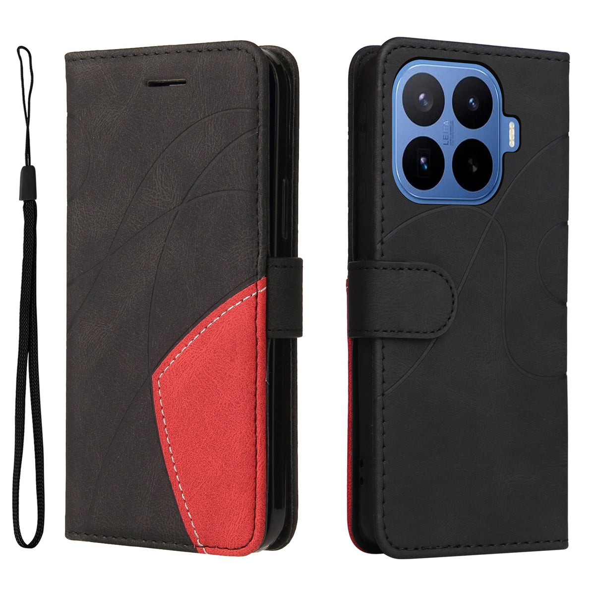 For Xiaomi 17T Leather Phone Case Stand Wallet with Bi-colour Splicing Design