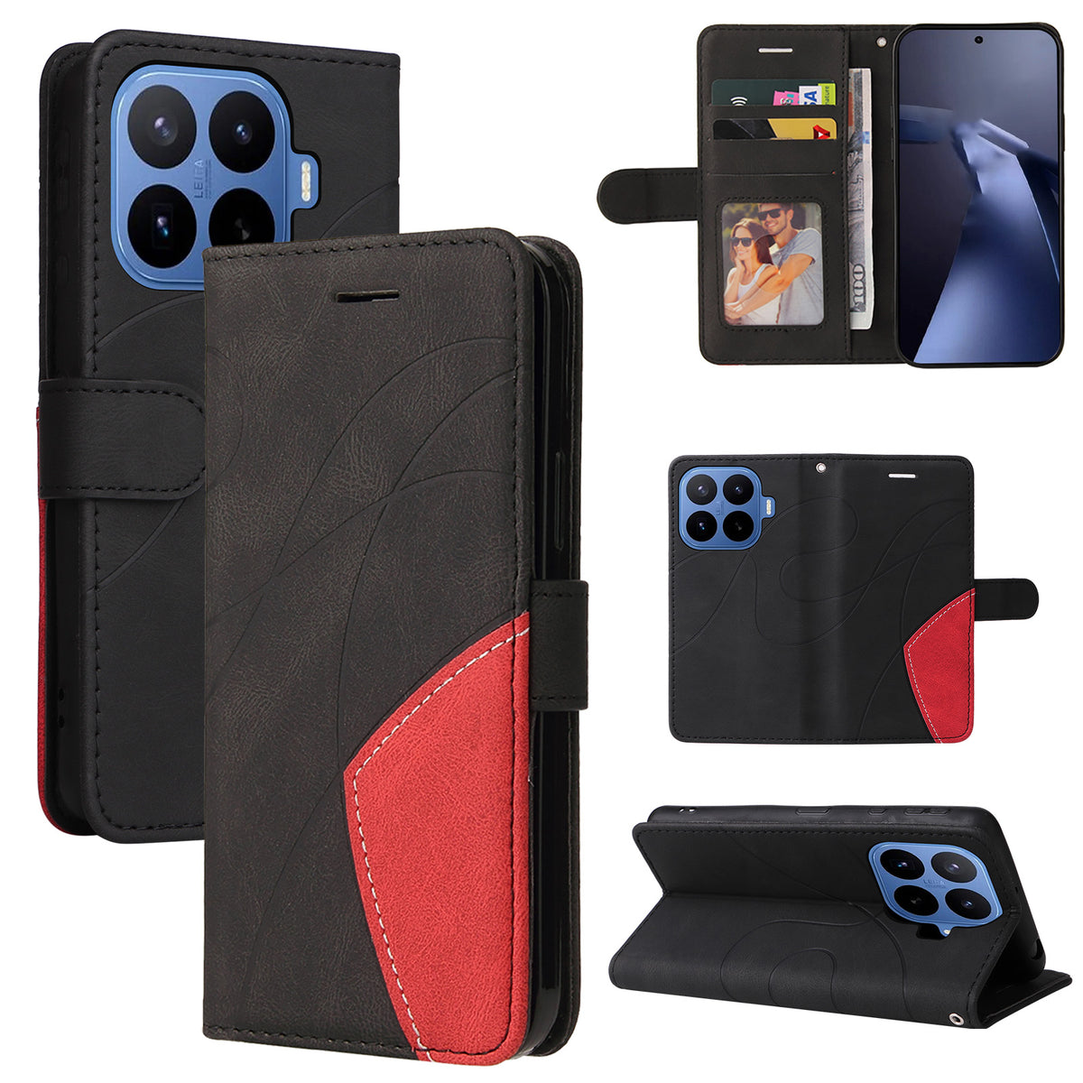 For Xiaomi 17T Leather Phone Case Stand Wallet with Bi-colour Splicing Design