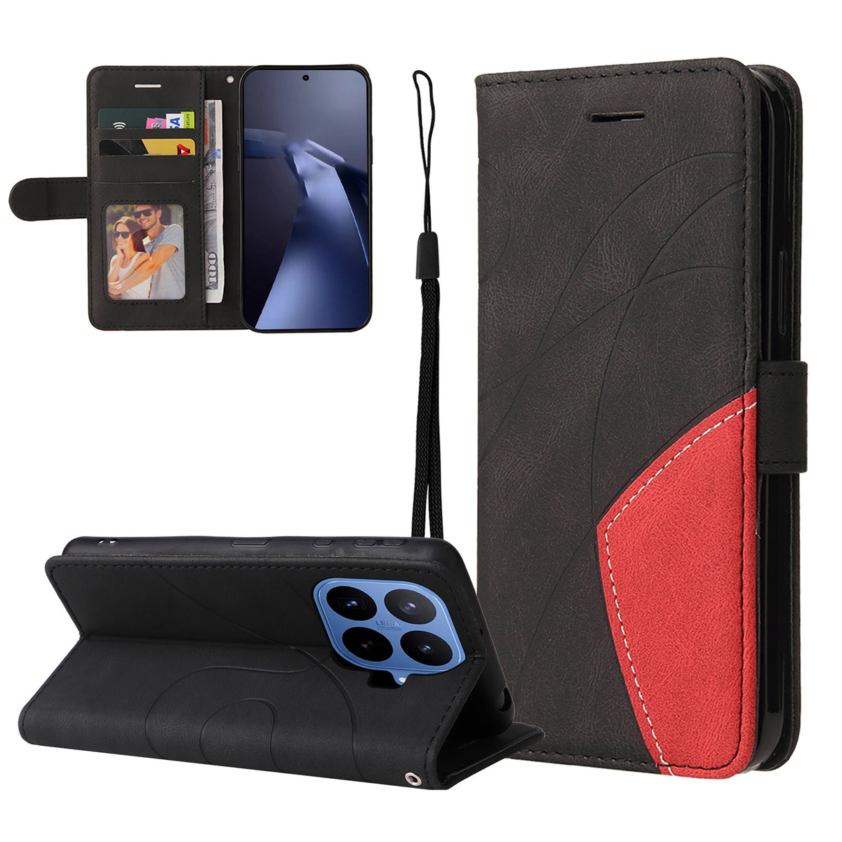 For Xiaomi 17T Leather Phone Case Stand Wallet with Bi-colour Splicing Design
