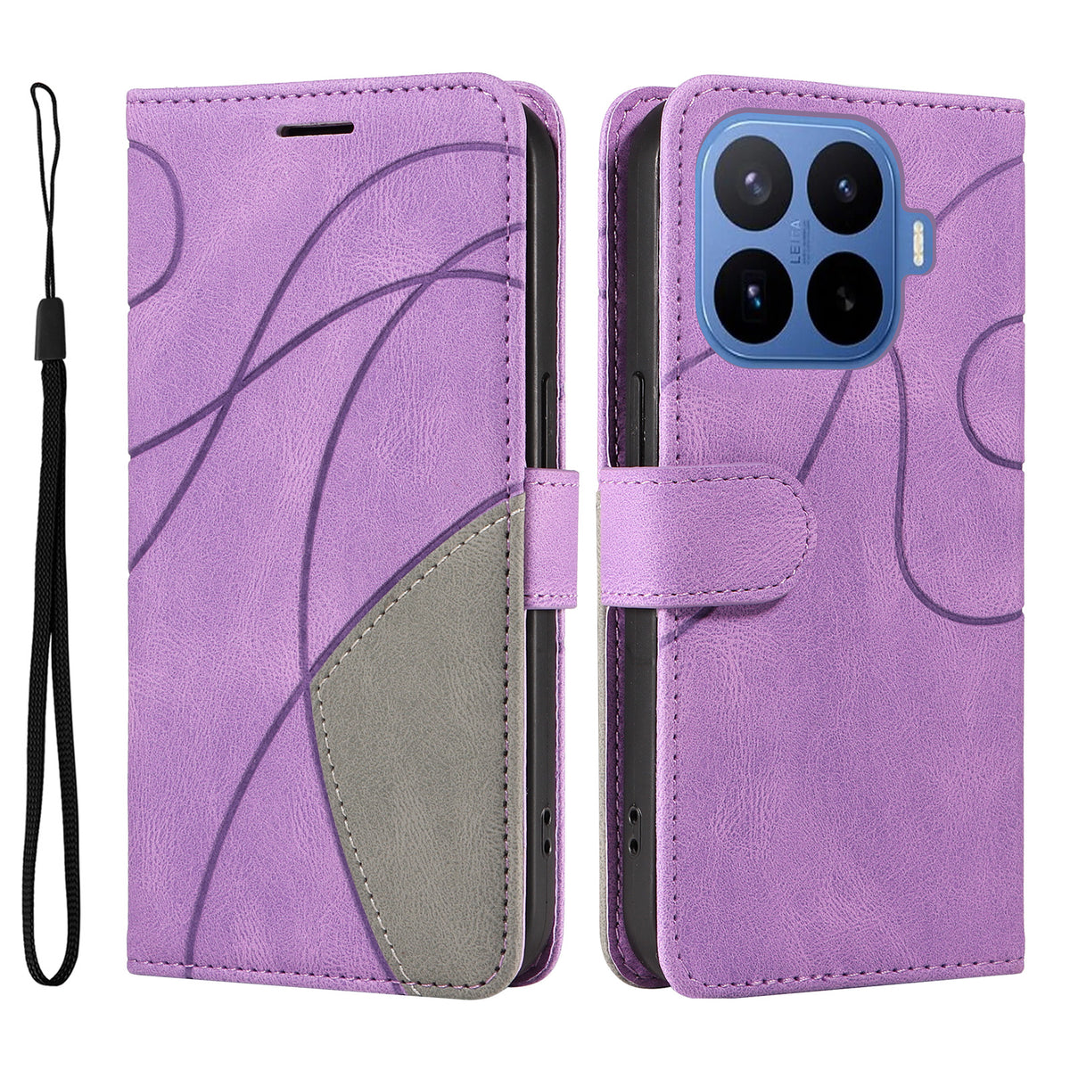 For Xiaomi 17T Leather Phone Case Stand Wallet with Bi-colour Splicing Design