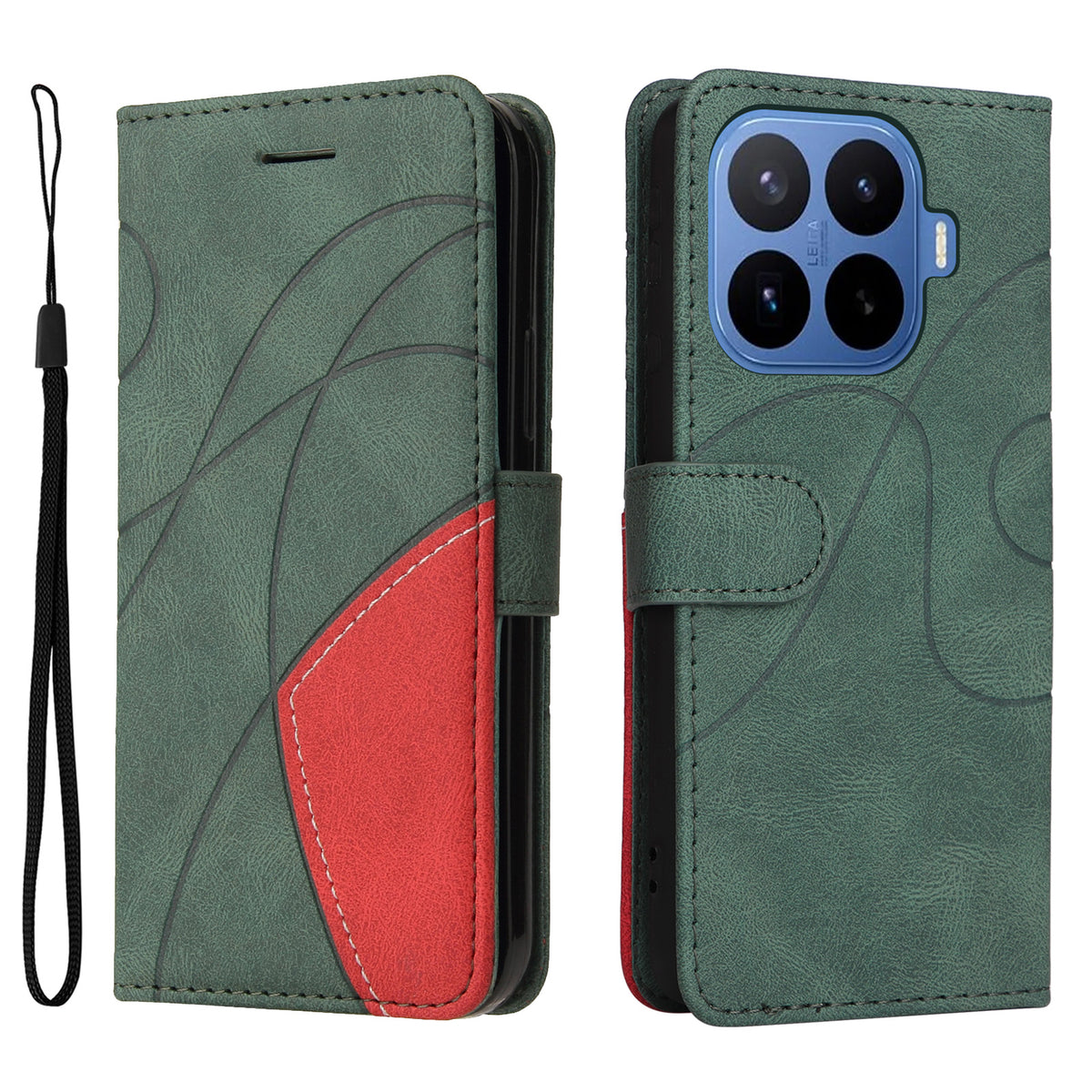 For Xiaomi 17T Leather Phone Case Stand Wallet with Bi-colour Splicing Design