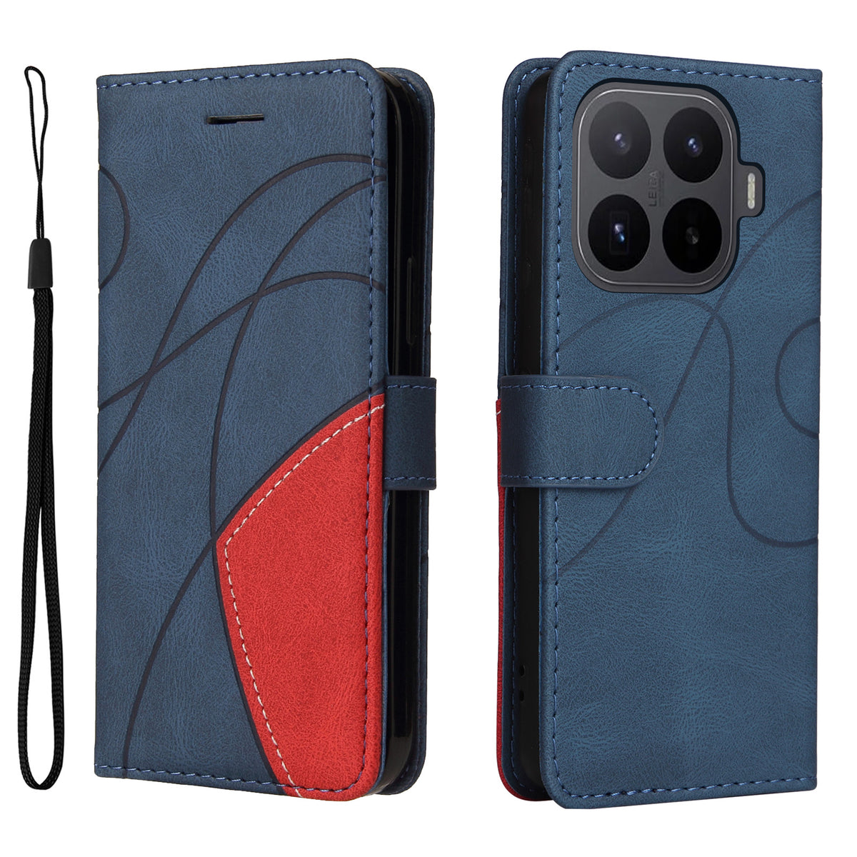 For Xiaomi 17T Pro Leather Phone Case Stand Wallet with Bi-colour Splicing Design