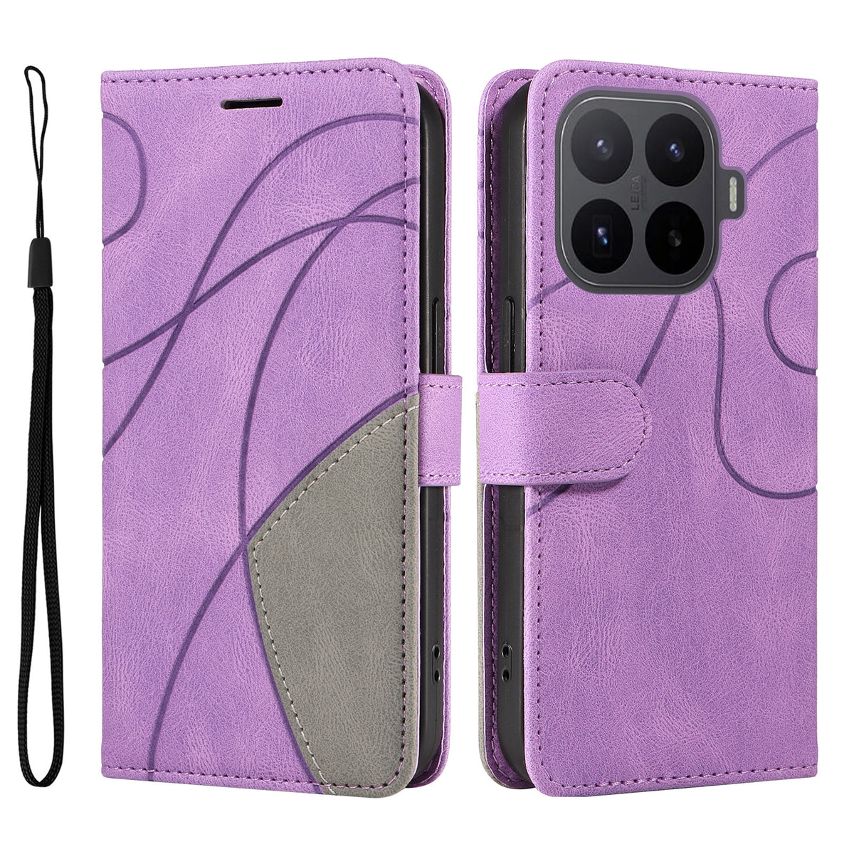 For Xiaomi 17T Pro Leather Phone Case Stand Wallet with Bi-colour Splicing Design