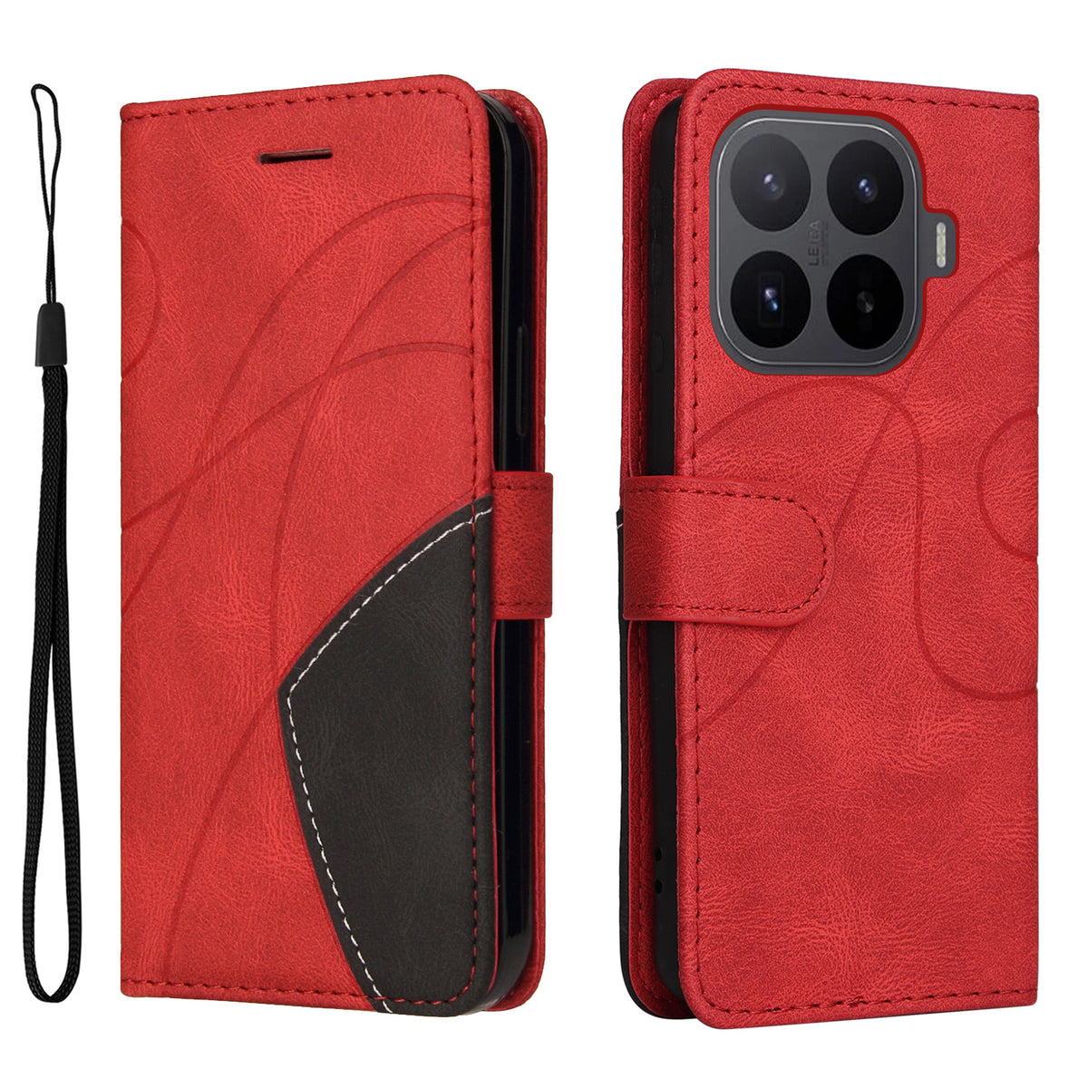 For Xiaomi 17T Pro Leather Phone Case Stand Wallet with Bi-colour Splicing Design