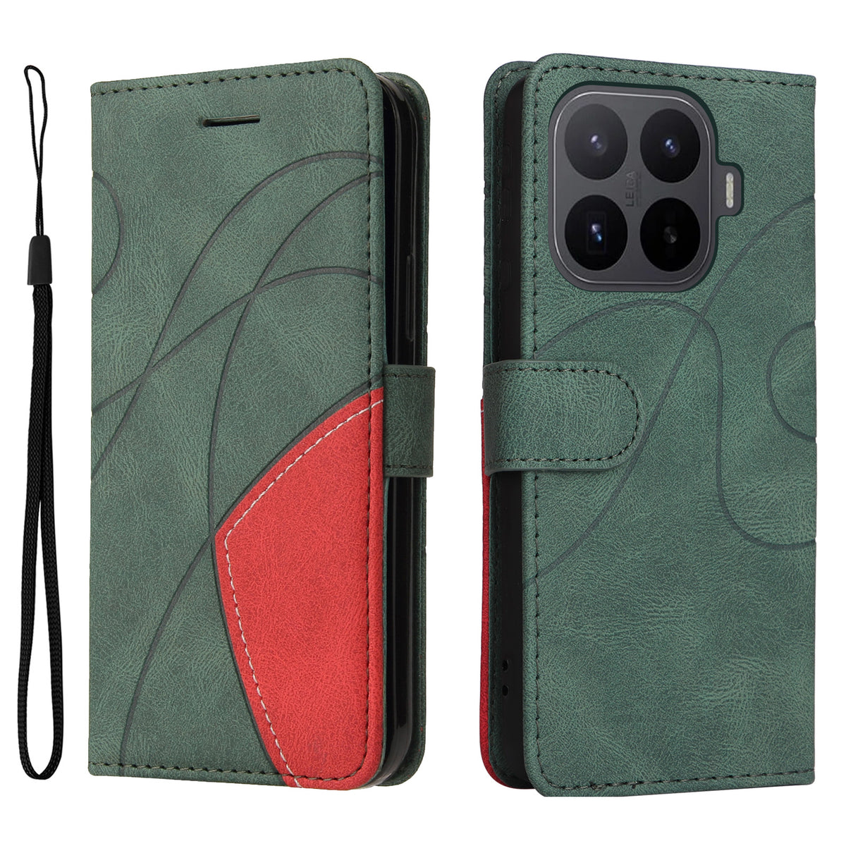 For Xiaomi 17T Pro Leather Phone Case Stand Wallet with Bi-colour Splicing Design