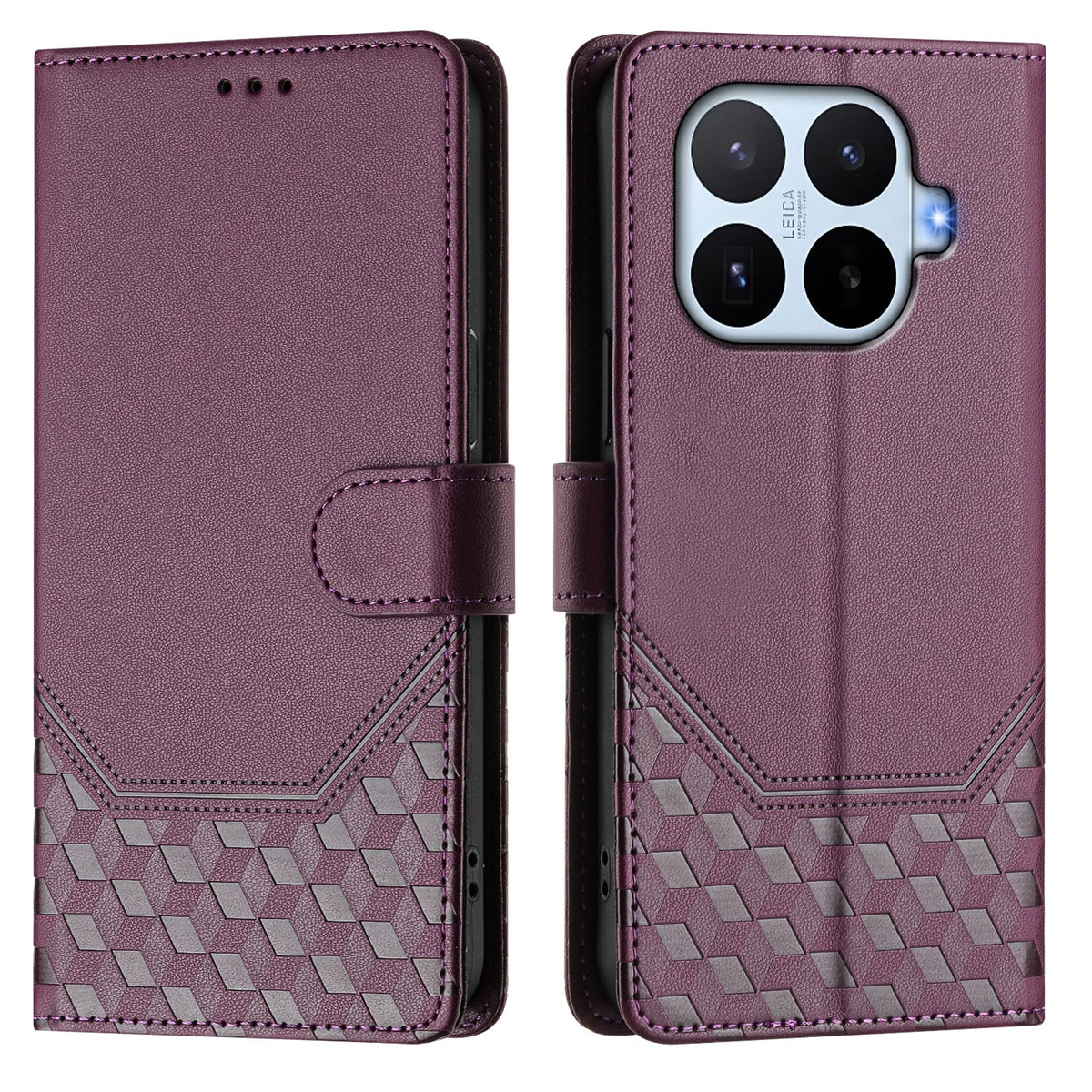 For Xiaomi 17T Case Imprinted Honeycomb RFID Blocking Leather Phone Cover with Strap
