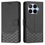 For Xiaomi 17T Case Imprinted Honeycomb RFID Blocking Leather Phone Cover with Strap