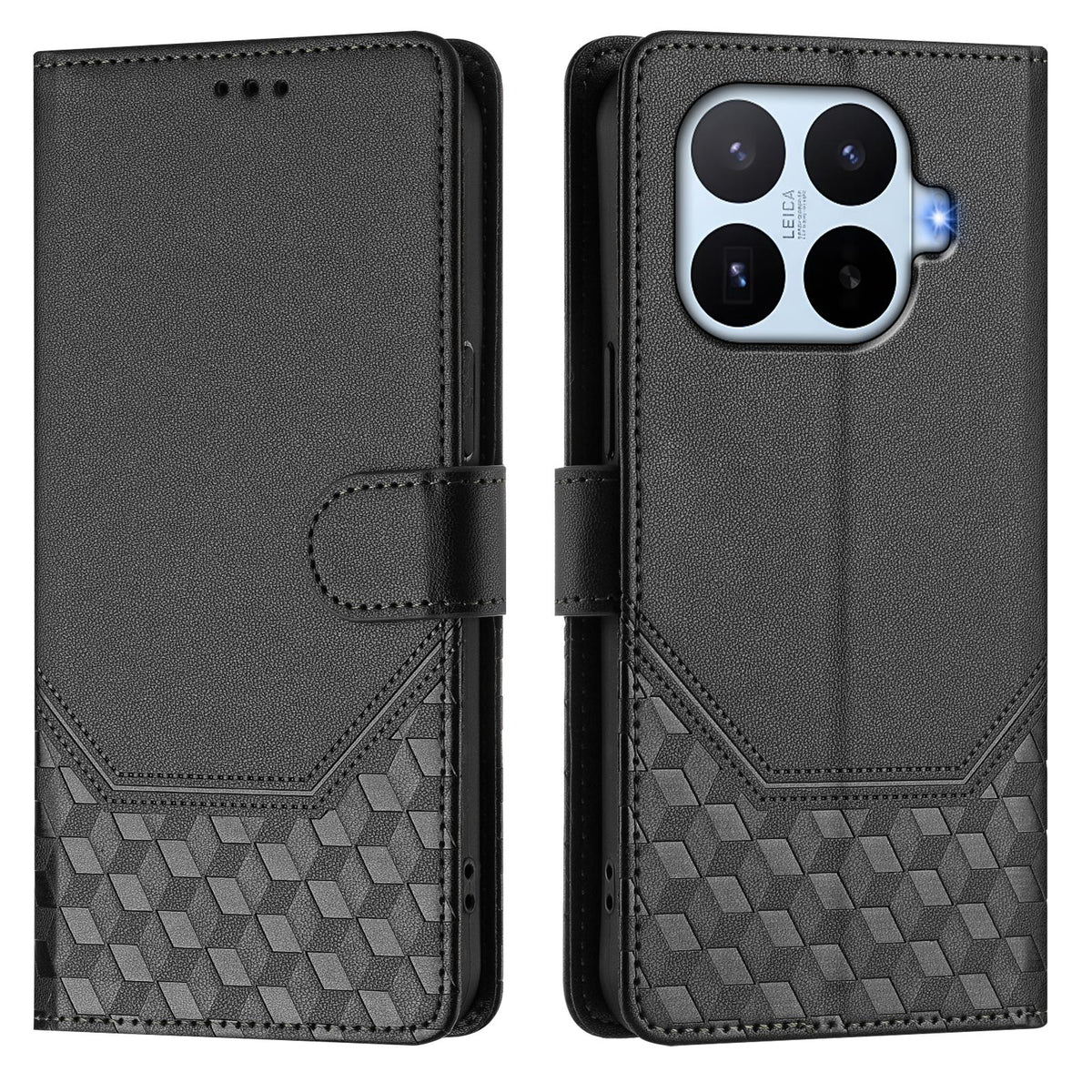 For Xiaomi 17T Case Imprinted Honeycomb RFID Blocking Leather Phone Cover with Strap