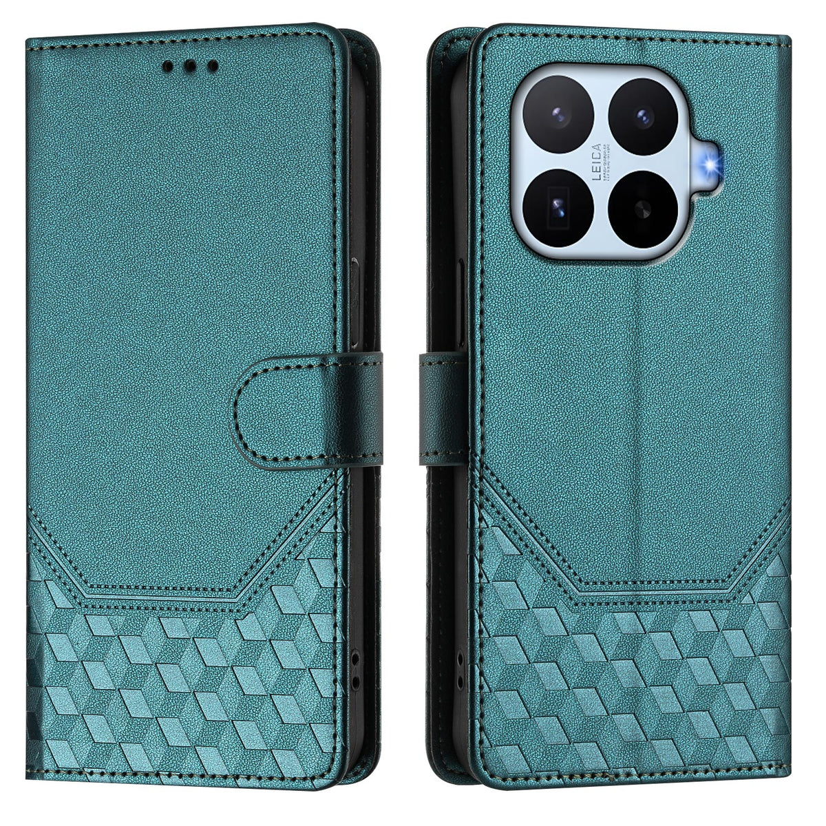 For Xiaomi 17T Case Imprinted Honeycomb RFID Blocking Leather Phone Cover with Strap