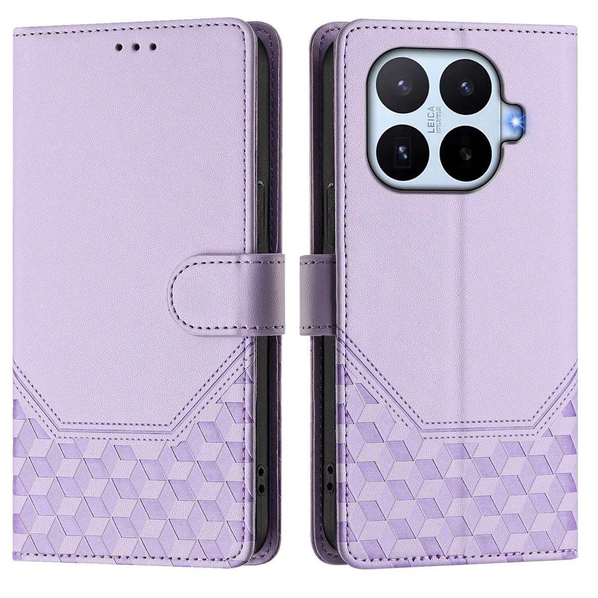 For Xiaomi 17T Case Imprinted Honeycomb RFID Blocking Leather Phone Cover with Strap