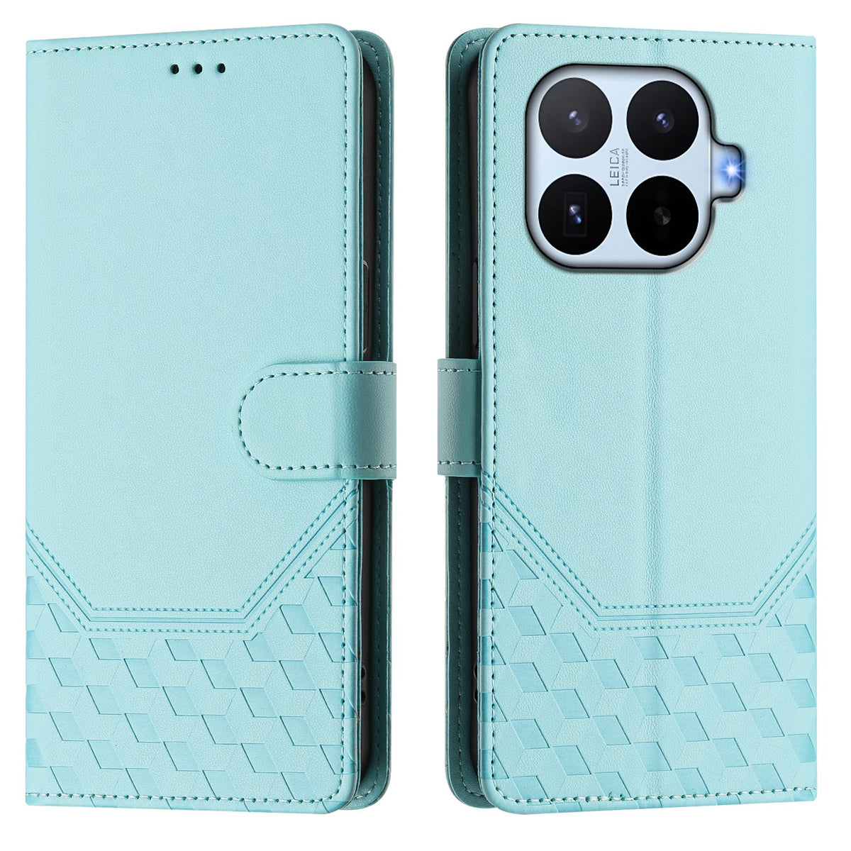 For Xiaomi 17T Case Imprinted Honeycomb RFID Blocking Leather Phone Cover with Strap