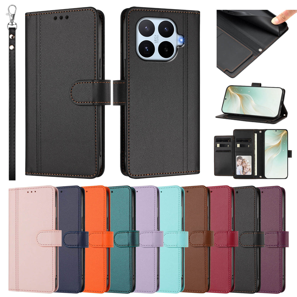 For Xiaomi 17T Pro Case 9 Card Slots PU Leather Flip Wallet Phone Cover with Hand Strap
