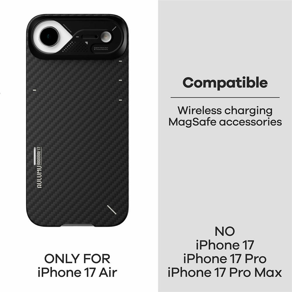AULUMU For iPhone Air Aramid Fiber Case Ultra Thin Magnetic Phone Cover with Real-Time Temperature Monitoring
