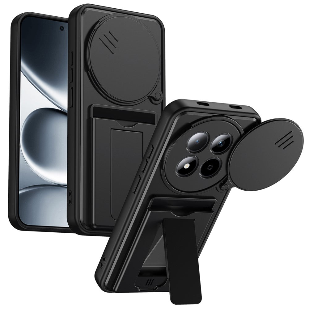 Phone Case for Xiaomi Redmi Note 15 5G (Global) / Note 15 4G (Global) / Poco M8 5G Lens Protection Kickstand PC + TPU Back Cover with Card Holder