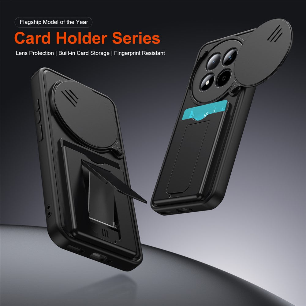Phone Case for Xiaomi Redmi Note 15 5G (Global) / Note 15 4G (Global) / Poco M8 5G Lens Protection Kickstand PC + TPU Back Cover with Card Holder