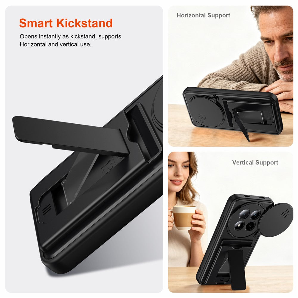 Phone Case for Xiaomi Redmi Note 15 5G (Global) / Note 15 4G (Global) / Poco M8 5G Lens Protection Kickstand PC + TPU Back Cover with Card Holder